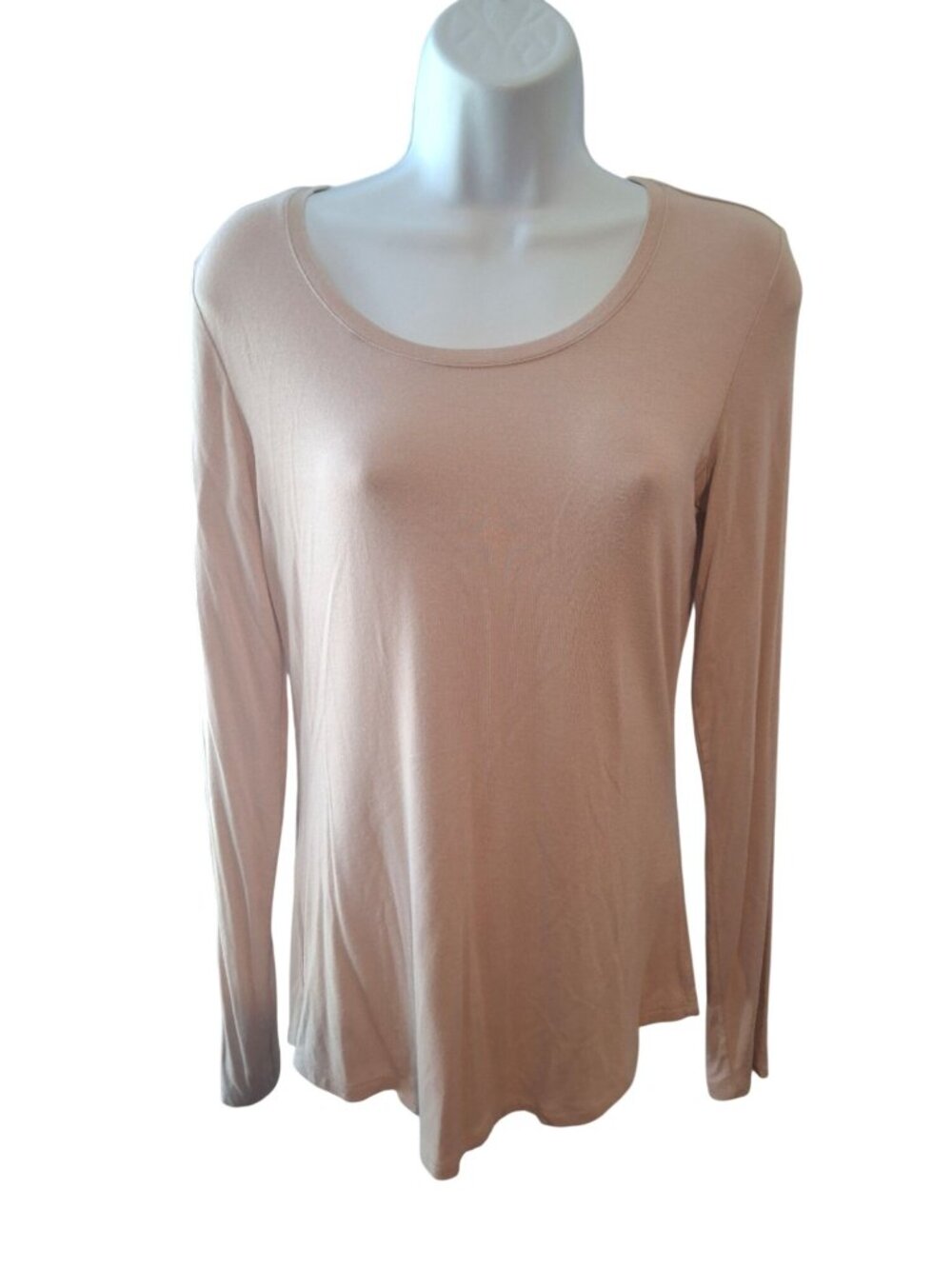 24/7 Treasures Top Womens S Blush Pink Long Sleeve Scoop Neck Stretch Balletcore